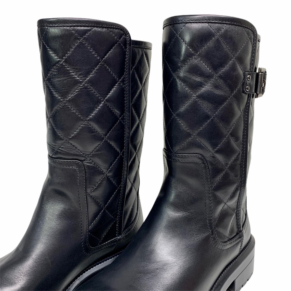 Aquatalia Quilted Leather Motorcycle Boots - Picture 14 of 16